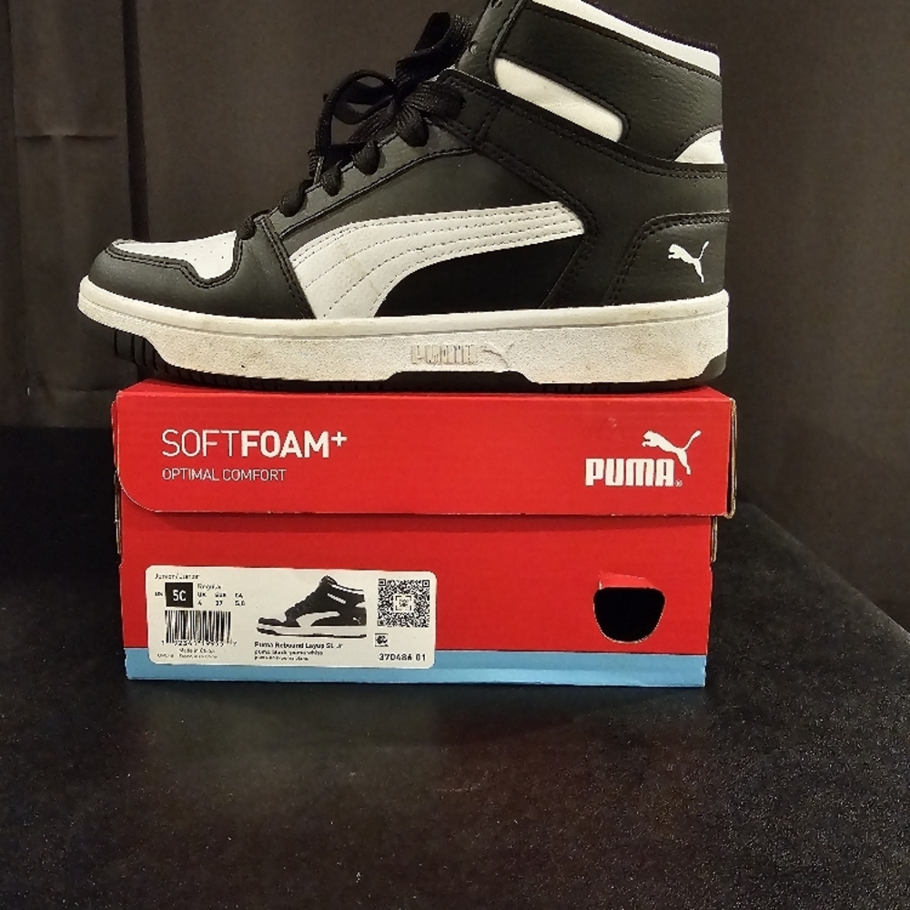 Puma Black and White High-Top Sneakers